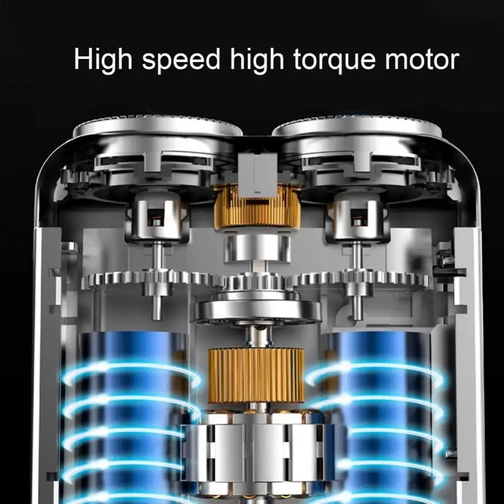 Mini Compact Electric Shaver for Men, Magnetic, Double Head, Portable, Rotary, Waterproof, 9000 Revolutions, Beard Trimmer for Dad