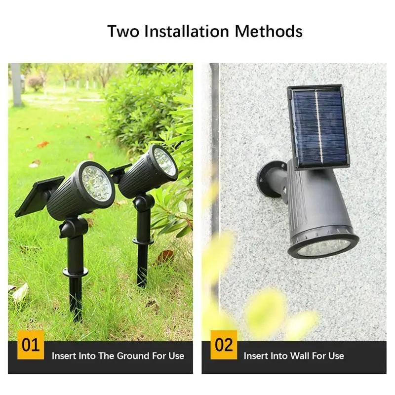 9 LED Solar Garden Spotlights, IP65 Waterproof, Adjustable Brightness, for Outdoor Backyard, Driveway, Lawn Decor Lighting