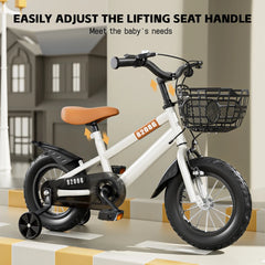 Children's bicycle for ages 3 to 7, bike with training wheels, with basket, 2024