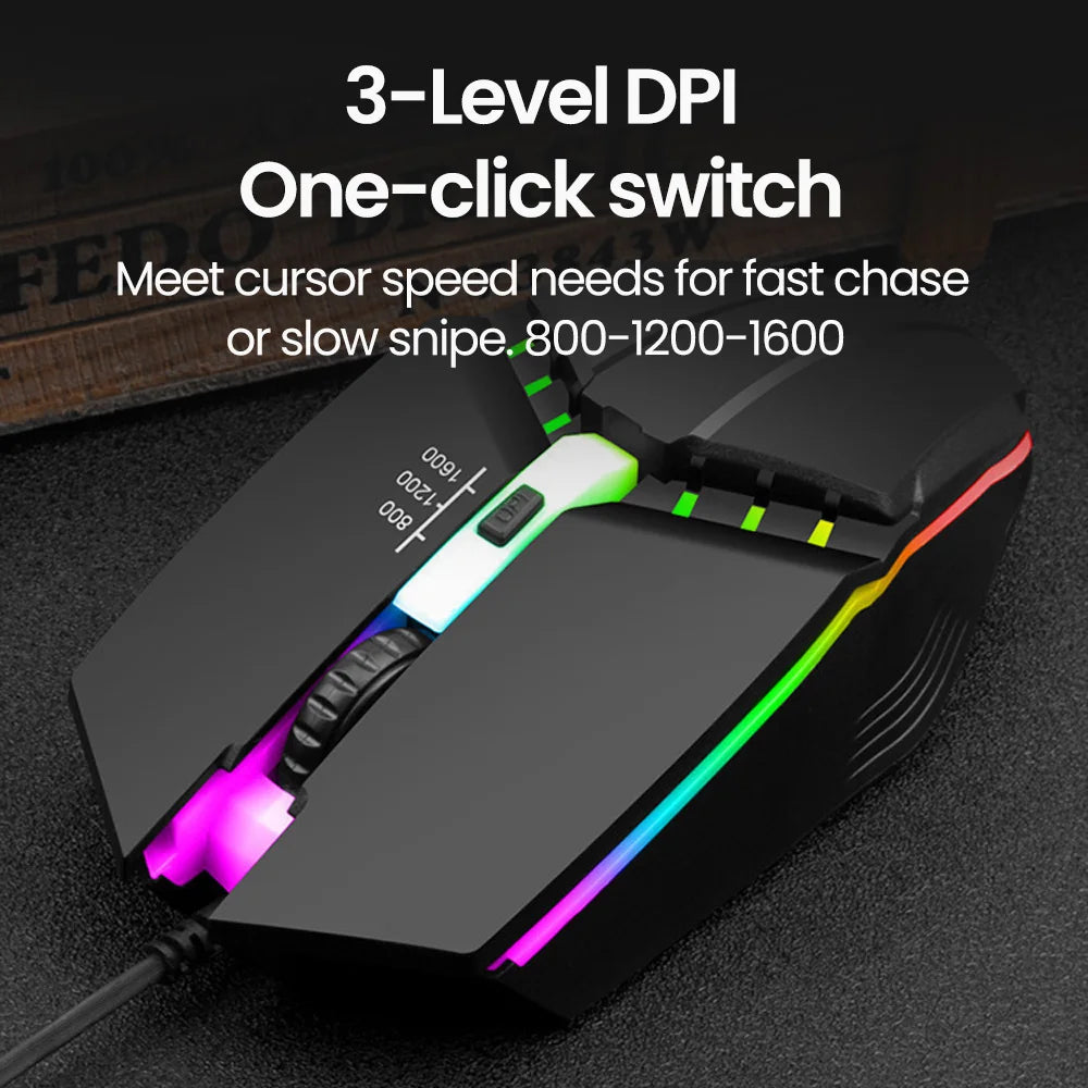 Elough souris filaire muet USB souris de jeu filaire pour ordinateur de bureau ordinateur portable bureau à domicile RGB LED lumineux rétro-éclairé souris jeu