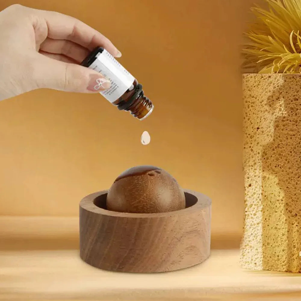 Diffuseurs d'huiles essentielles en bois – Diffuseur de décoration de chambre à coucher à dispersion de parfum naturel de conception sphérique pour parfum de chambre à coucher