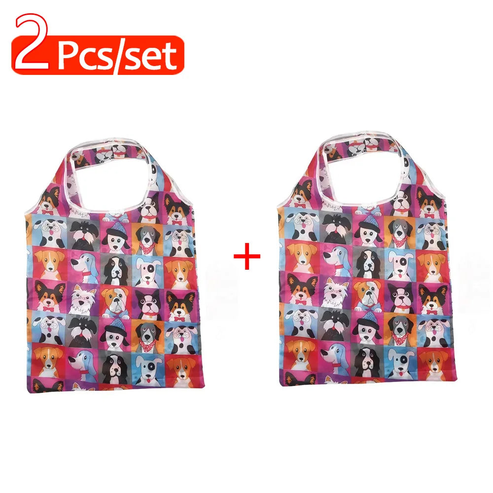 Sac de courses réutilisable, sac d'épicerie pliable en Nylon, fourre-tout créatif et écologique, léger et Durable