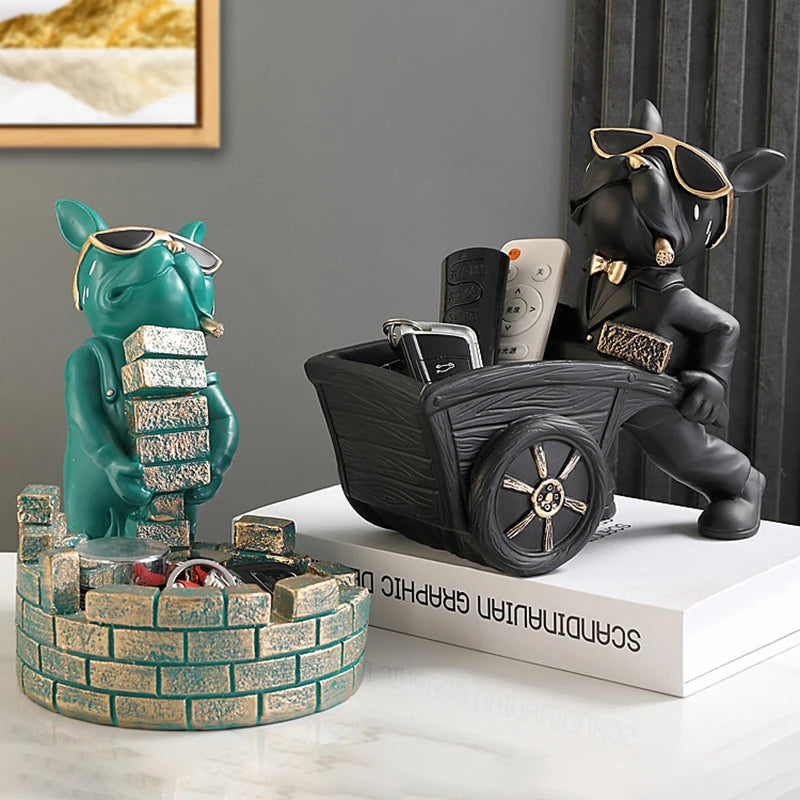 Dog Statue Storage Box, Animal Ornament, Resin Art Sculpture, Home Decoration, Study Ornament