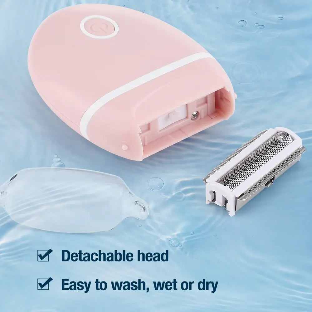 Women's 3-in-1 Electric Razor Mini Shaver Special Hair Removal Kit for Full Body, Underarm, and Intimate Areas