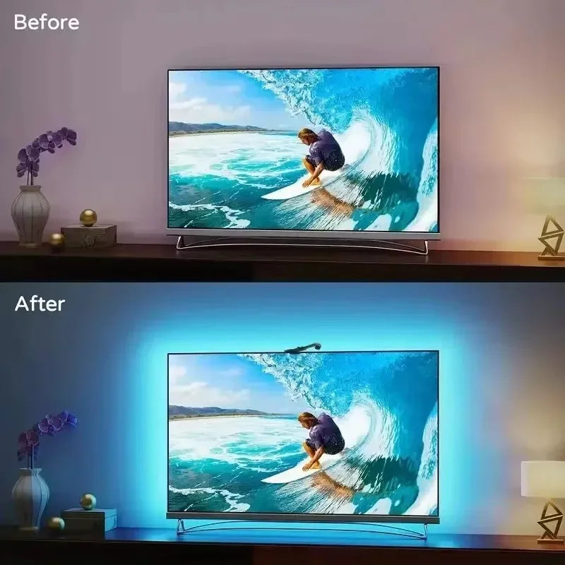 Rétro-éclairage Led pour télévision intelligente, avec caméra, 5V, Usb, Rgbic, écran de télévision synchrone, Ambilight, 3.8M, 5M, télécommande avec application pour salle de jeux
