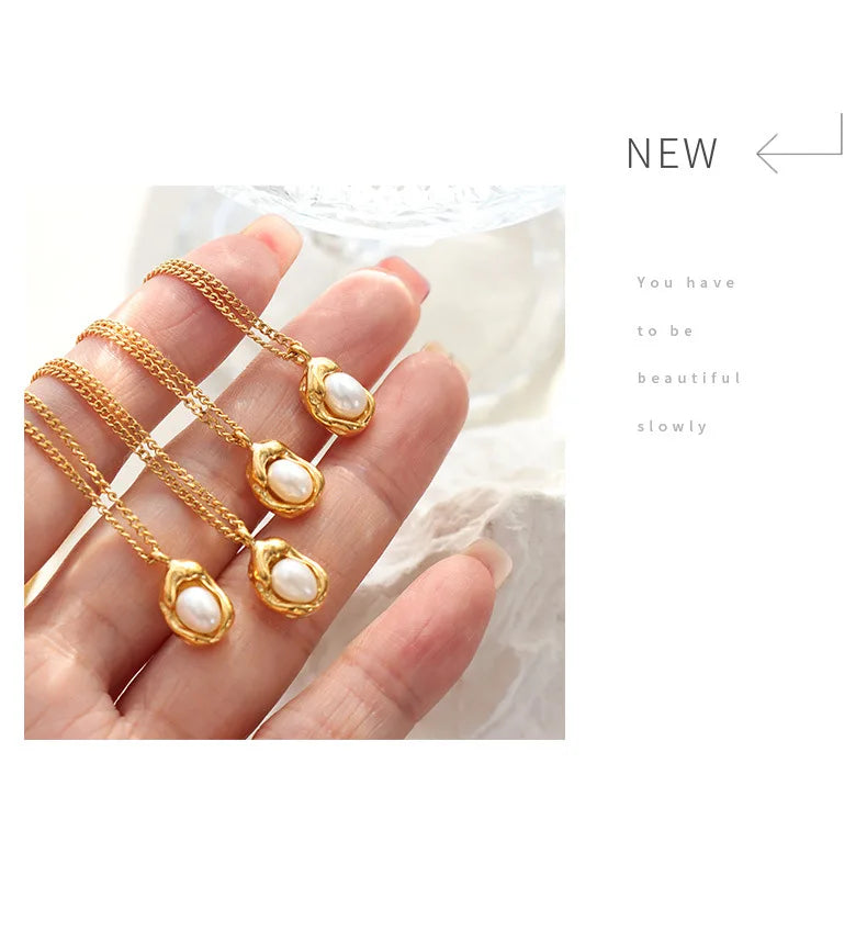 Collier pendentif en perles incrustées pour femmes, Design de luxe, chaîne cubaine en acier inoxydable, bijoux de mariage