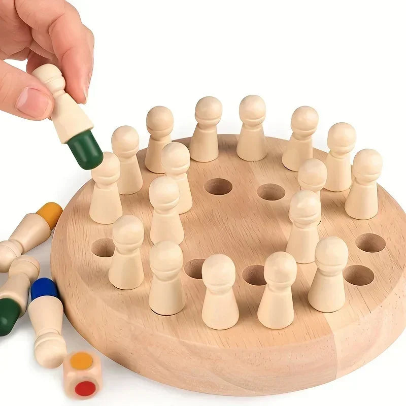 Jeu de mémoire en bois, Puzzle d'échecs éducatif pour enfants et adultes, niveau de compétence intermédiaire, jeu de société familial Portable