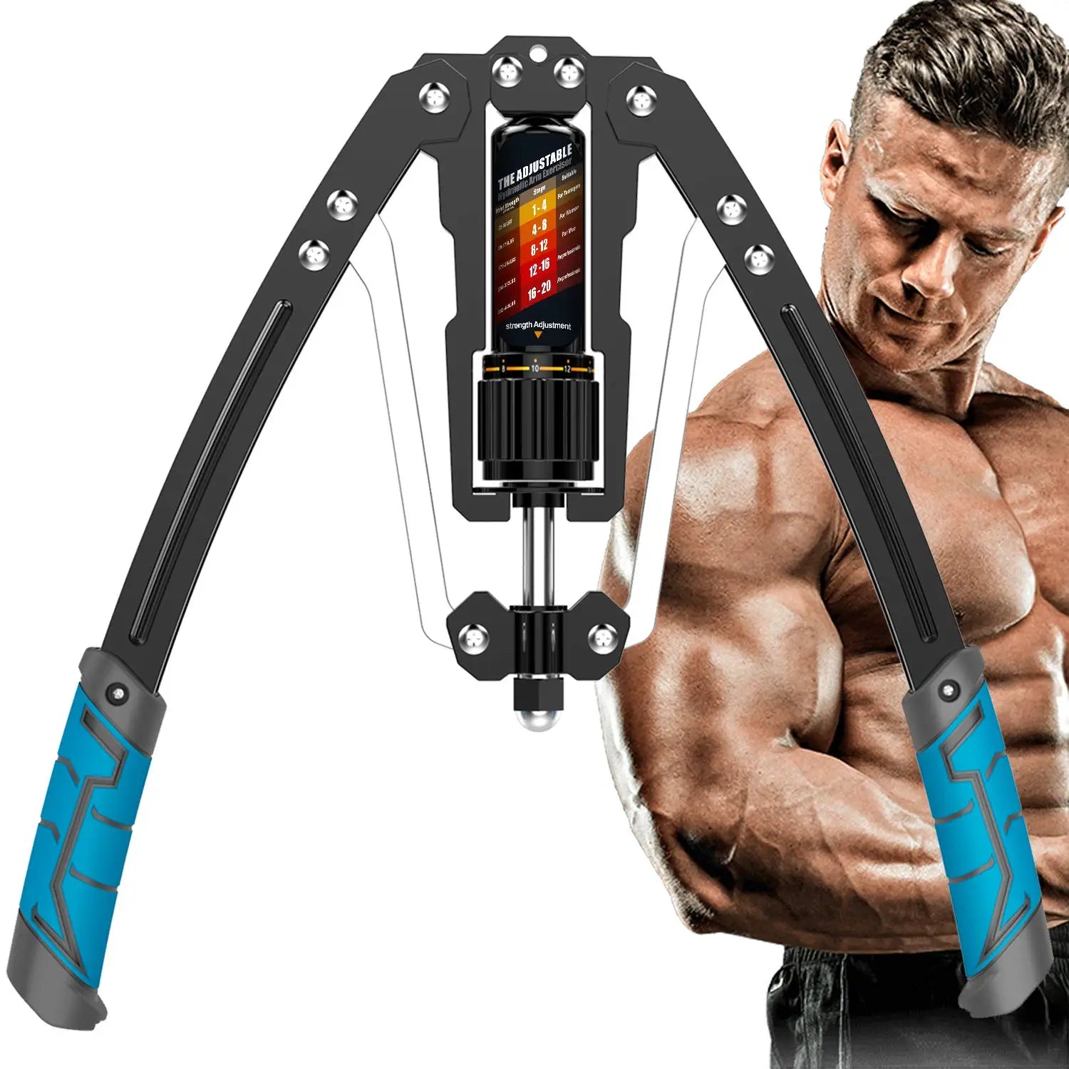 Exerciseurs de bras – Puissance hydraulique réglable de 22 à 40 livres, amplificateurs de poitrine à domicile, entraînement musculaire des épaules et équipement de fitness
