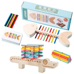 Jouets sensoriels Montessori assortis aux couleurs, bâton d'équilibre en bois, jeu d'entraînement fin, jouet Puzzle pour garçons et filles, cadeau d'anniversaire et de noël