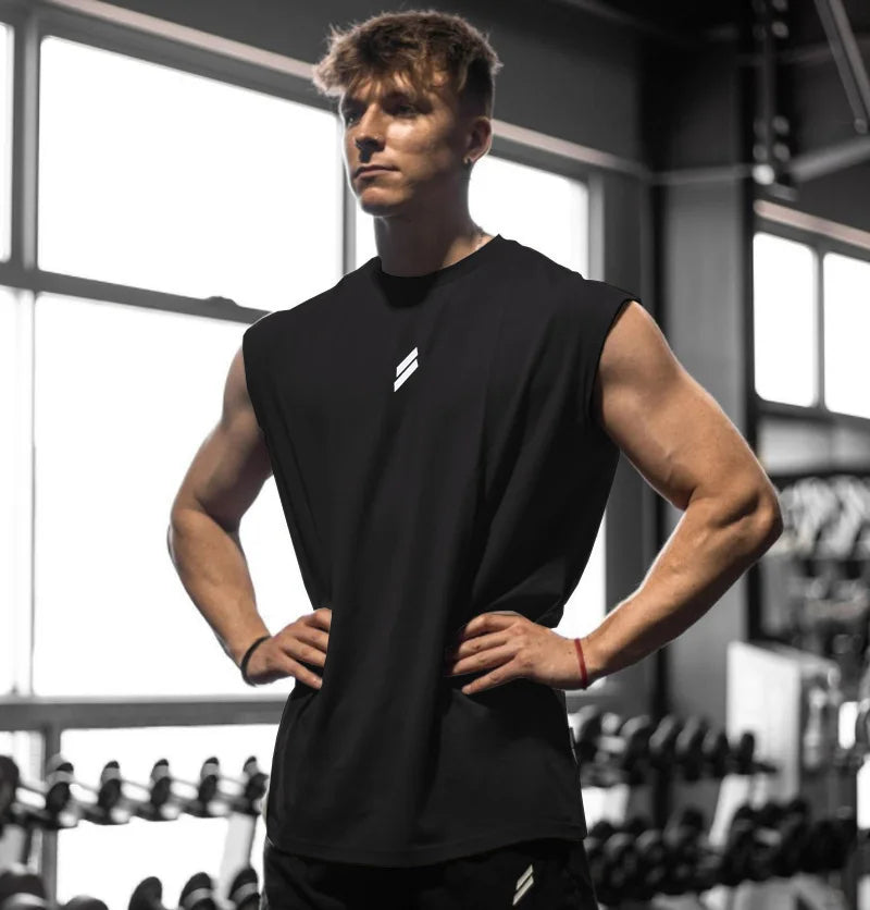 Camiseta deportiva sin mangas para hombre, chaleco de secado rápido, transpirable, ample, pour entraînement, Verano