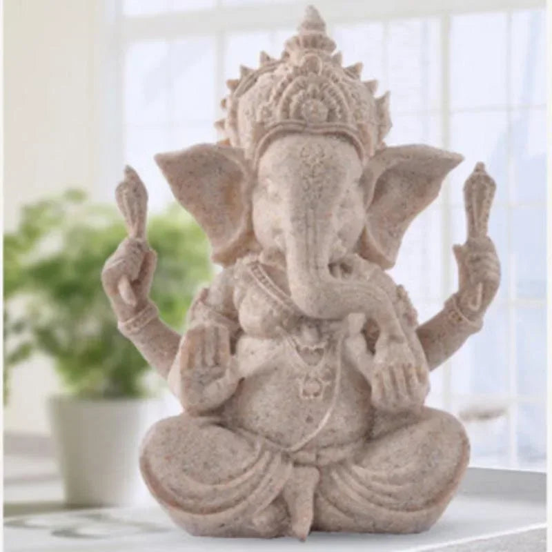 Handmade sandstone Ganesha Buddha elephant statue, sculpture for home and living room decoration