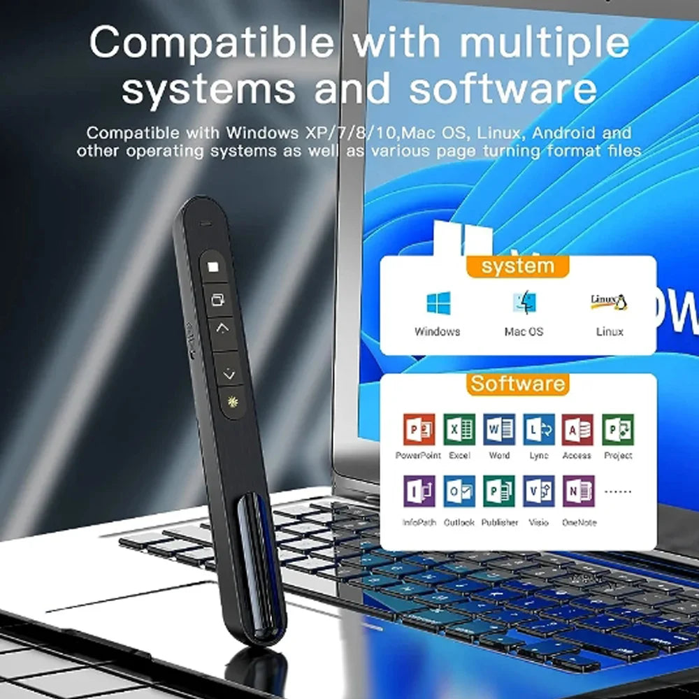 2.4G USB Laser Presentation Pointer, Wireless Demo Remote Control Pen for PowerPoint PPT for Conferences, Meetings, Sliding Pen