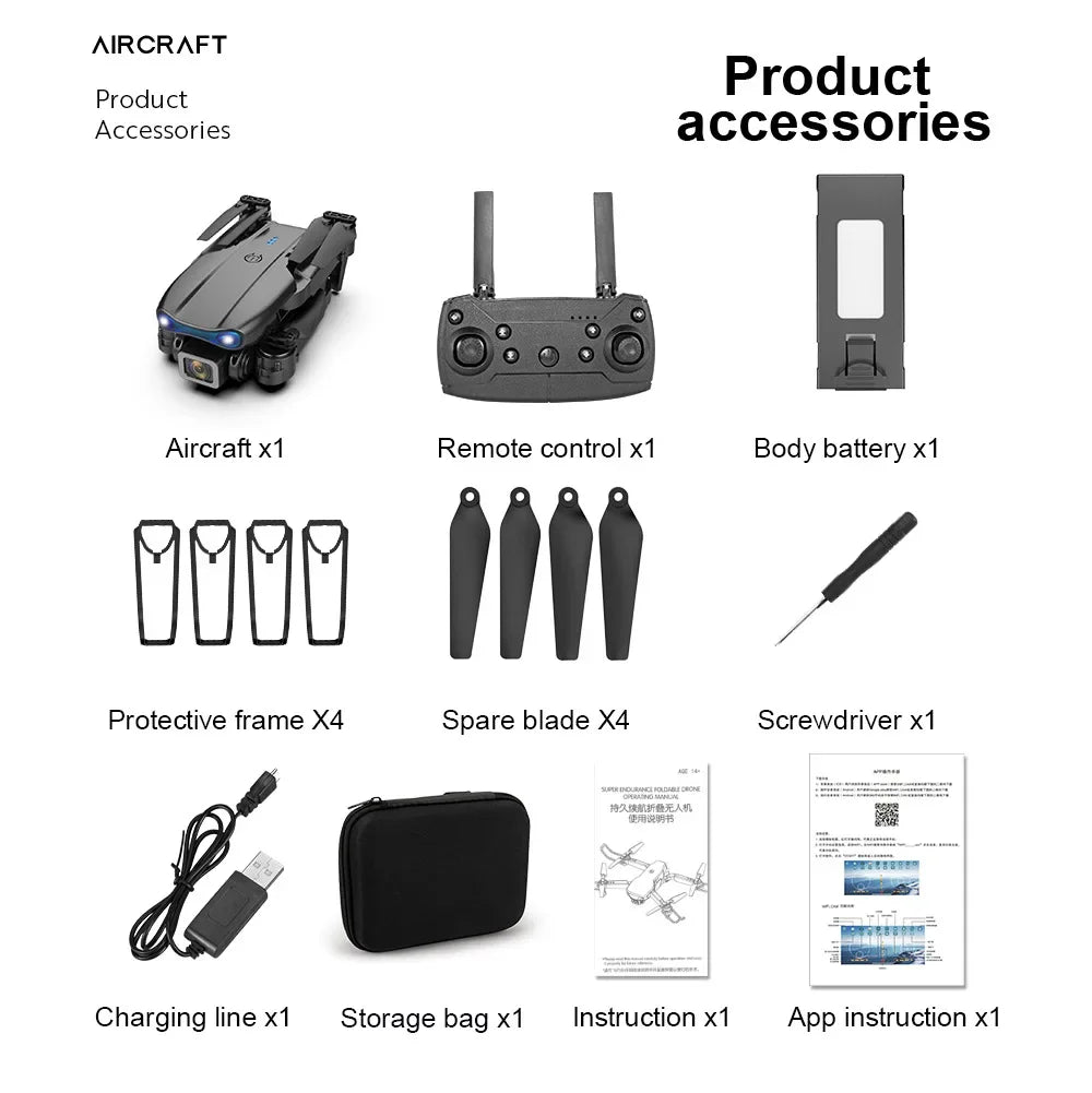 Drone professionnel HD E99Pro 4k double WIFI fpv quadrirotor avion avec évitement d'obstacles pour caméra de Drone de photographie aérienne