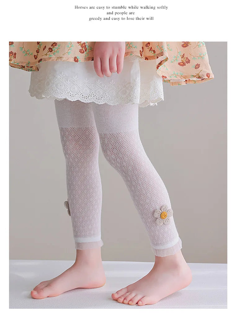 Leggings pour filles, pantalons ajourés pour enfants, vêtements d'été pour enfants, pantalons crayon à fleurs, Style coréen