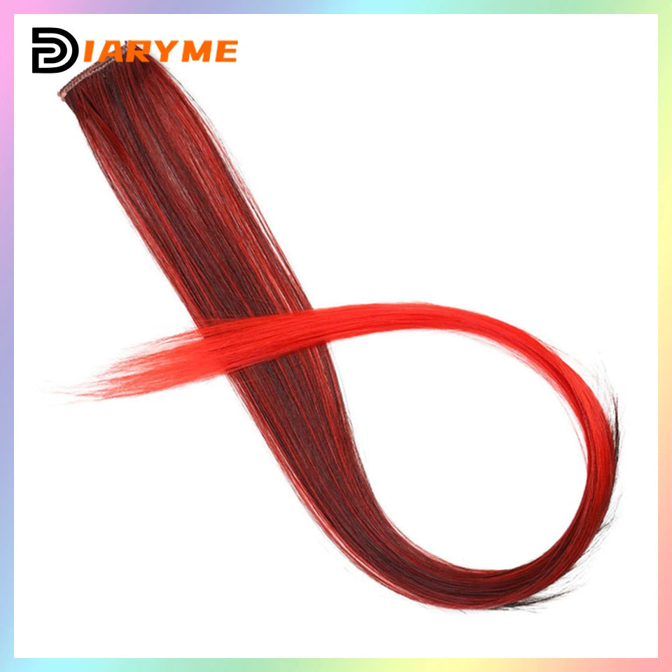Colorful curly synthetic hair extensions for girls, long clip-in hairpiece, multicolored party strands, wig piece, for women and children
