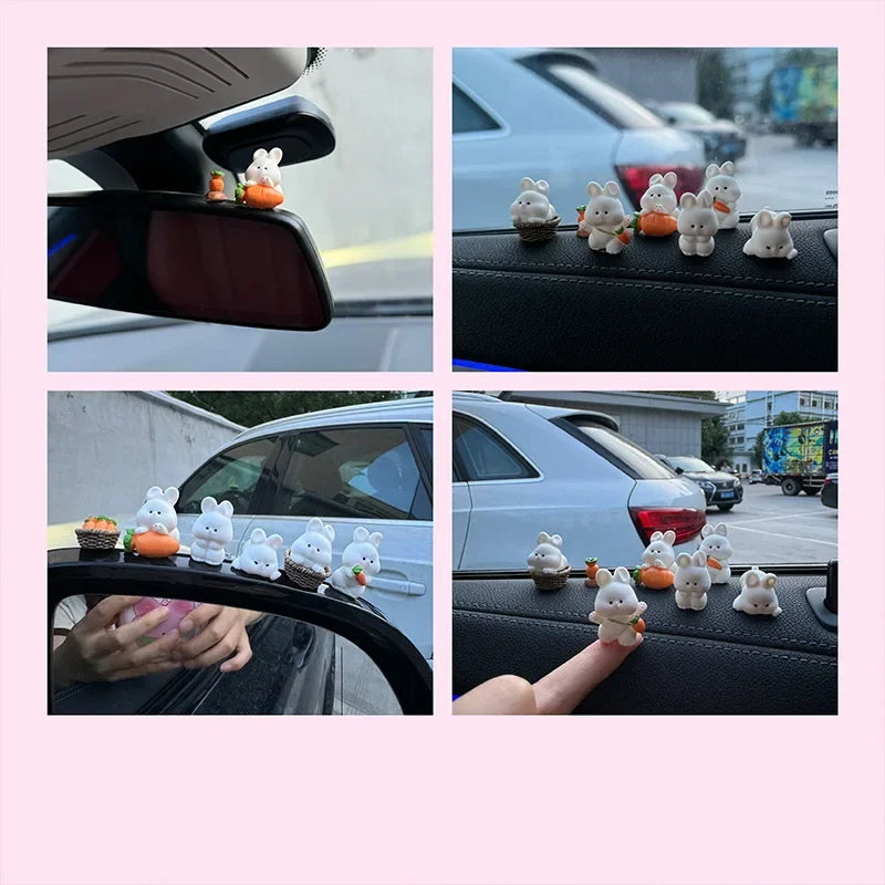 Accessoires d'intérieur de voiture, décorations de console centrale de voiture, accessoires de voiture de lapin mignon, accessoires de véhicule électrique