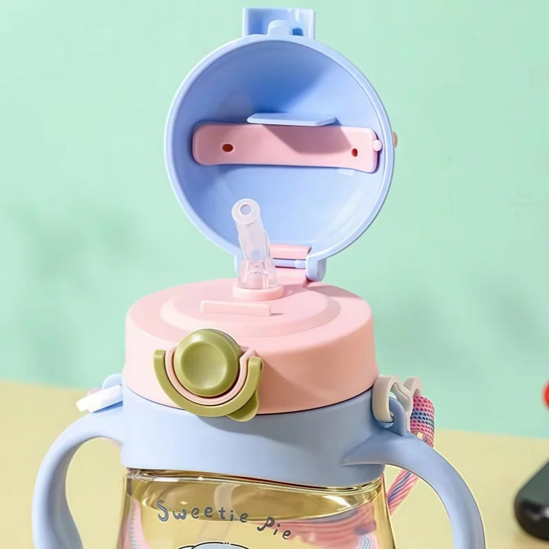 410ML bébé tasse à boire biberon Anti-étouffement avec paille boule par gravité large calibre boire du lait bouteille d'eau avec poignée