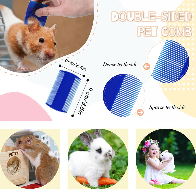 Kit de toilettage pour lapin, dissolvant de taches, peignes de nettoyage, coupe-ongles pour animaux de compagnie, shampoing Double face, brosse de bain pour cochon d'inde, lapin