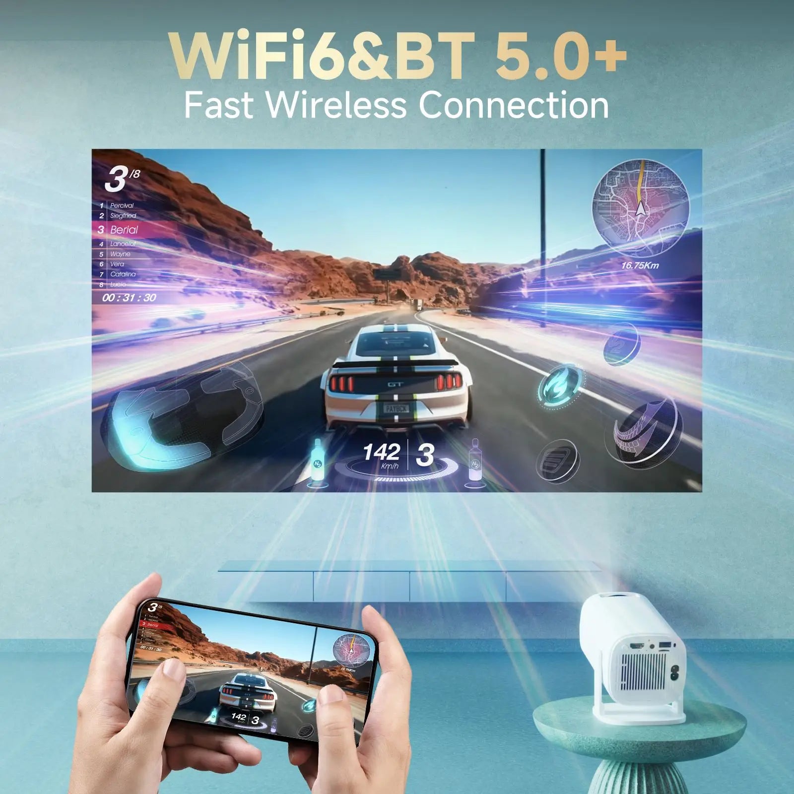 P30PRO Android 14 Mini projecteur intelligent prend en charge 4K HD vidéo WiFi 6 BT5.0 natif 720p Home cinéma projecteur Portable extérieur