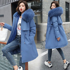 Veste d'hiver 2025 nouvelles femmes Parka vêtements manteau Long doublure en laine veste à capuche col de fourrure épais chaud vêtements de neige rembourré Parka 6XL