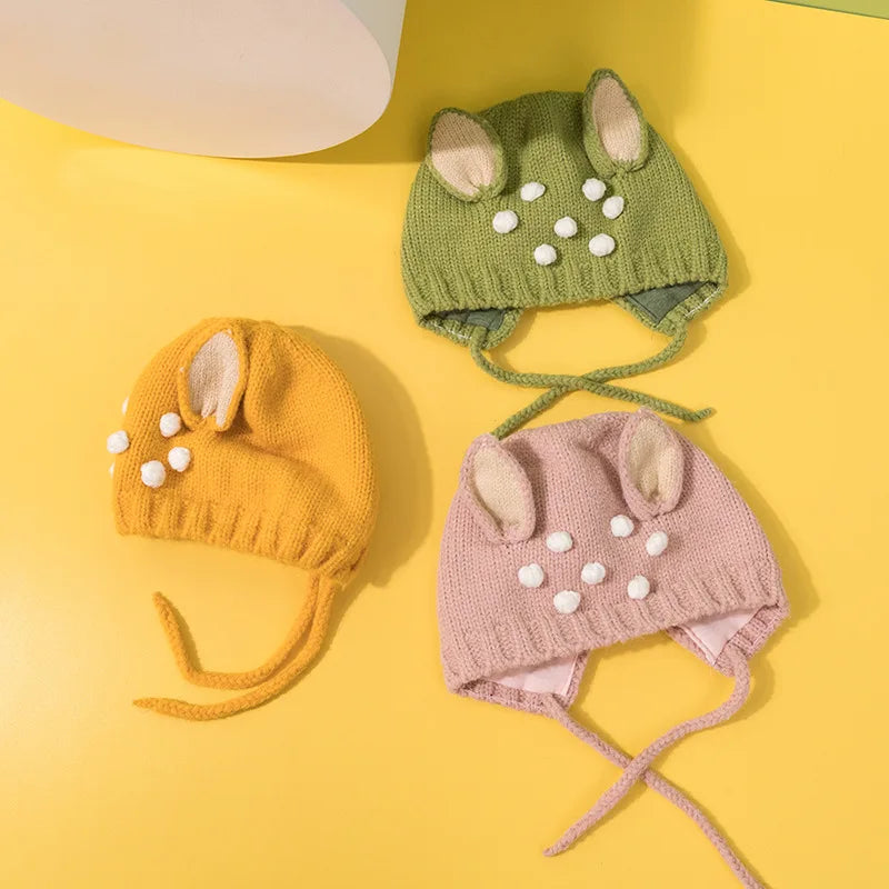 Bonnet de protection des oreilles Elk Cartoon pour enfants, bonnet de Noël pour enfants, cache-oreilles chauds pour nouveau-né, joli cadeau pour bébé, hiver