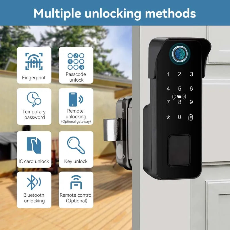 Tuya – serrure de porte intelligente étanche, empreinte digitale, télécommande de jardin extérieur, carte APP, Code numérique, serrure électronique à Double jante ﻿ ﻿