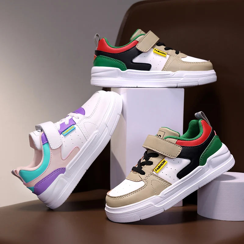 Chaussures de sport imperméables pour enfants, chaussures décontractées pour étudiants, chaussures de planche en cuir à fond plat, chaussures de course pour garçons et filles