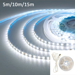 USB DC 5V 2835 LED strip light, white/warm white, with on/off switch, for bedroom, mirror, wardrobe, cabinet, TV