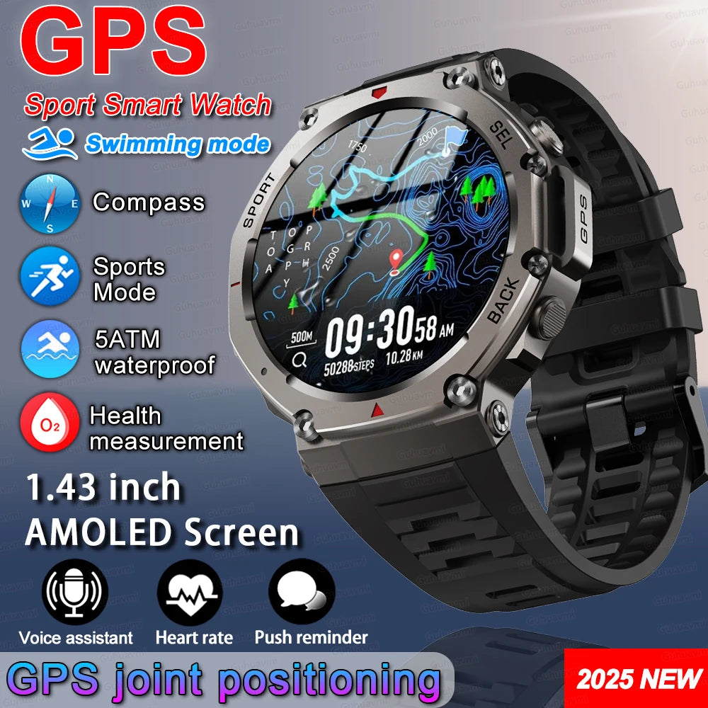 T-rex 3 Ultra GPS montre intelligente 5 ATM étanche intégré double bande GNSS boussole militaire 170 + Sport Smartwatch hommes 2025 nouvelle montre