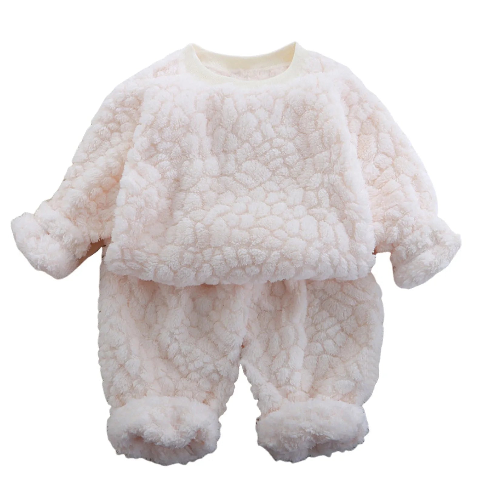 2t filles vêtements flanelle ensemble enfants deux pièces ensemble nouveau fourrure Jacquard ample col rond maison costume enfant en bas âge fille garçon correspondant
