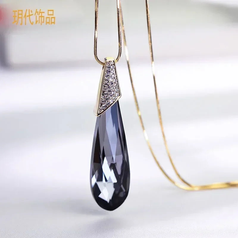 Colliers longs avec pendentif trapézoïdal en pierre semi-précieuse pour femmes, Vintage carré géométrique, cadeaux féminins, bijoux, nouvelle collection 2025