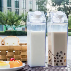 Bouteille d'eau à freins à lait en plastique transparent, boîte transparente portable pour jus, thé, tasse à boire HI, 500ml, 1000ml