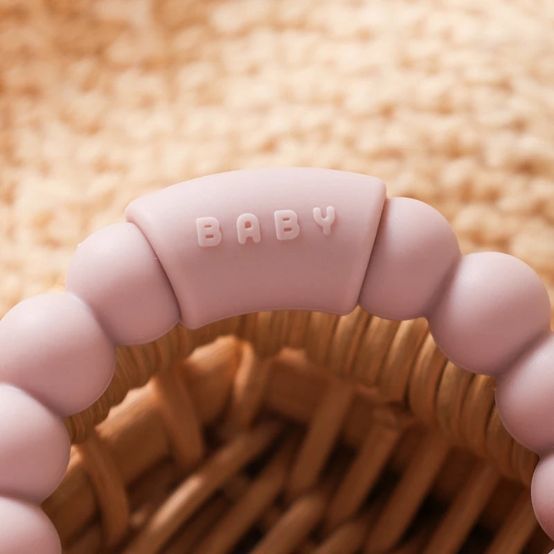 Anneau de dentition en Silicone pour bébé, 1 pièce, sans BPA, Bracelet en Silicone, feuille, jouets de dentition, anneau en bois, dent d'allaitement, jouets cadeaux pour nouveau-né