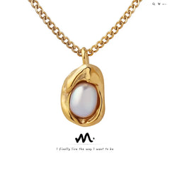 Collier pendentif en perles incrustées pour femmes, Design de luxe, chaîne cubaine en acier inoxydable, bijoux de mariage