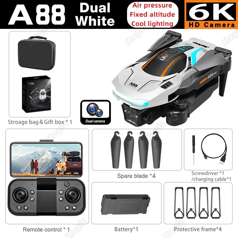 Mini importateur A88 avec caméra pour touristes 8K, haute définition, photographie aérienne professionnelle, GPS, évitement d'obstacles, quadrirotor, importateur de sécurité RC