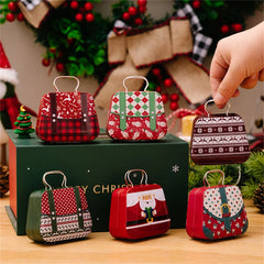 Metal storage box for Christmas decoration, handbag shape, 18 jars, jewelry case, children's gift, storage boxes, open Christmas party, 2024