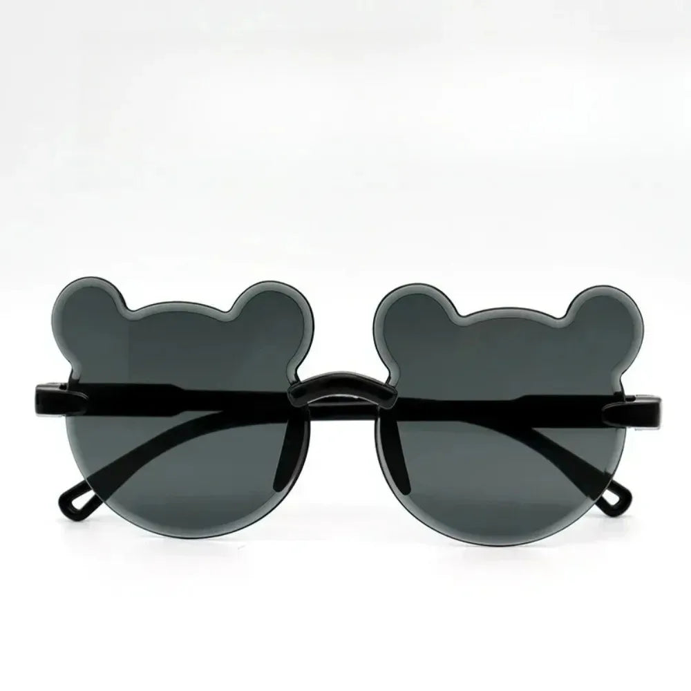 Lunettes de soleil pour enfants, ours de dessin animé mignon, pour garçons et filles, sans monture, UV400, pour voyage en plein air, ski
