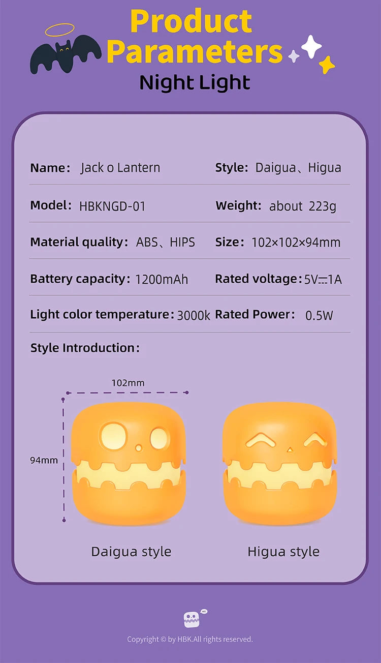 Veilleuses dessin animé fantôme visage lampe de chevet Halloween décor mignon chambre lampe Rechargeable pour chambre d'enfants chambre décoration