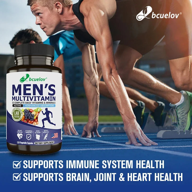 Bcuelov Suppléments vitamines et minéraux pour hommes – 26 combinaisons pour soutenir la santé immunitaire globale, végétalien