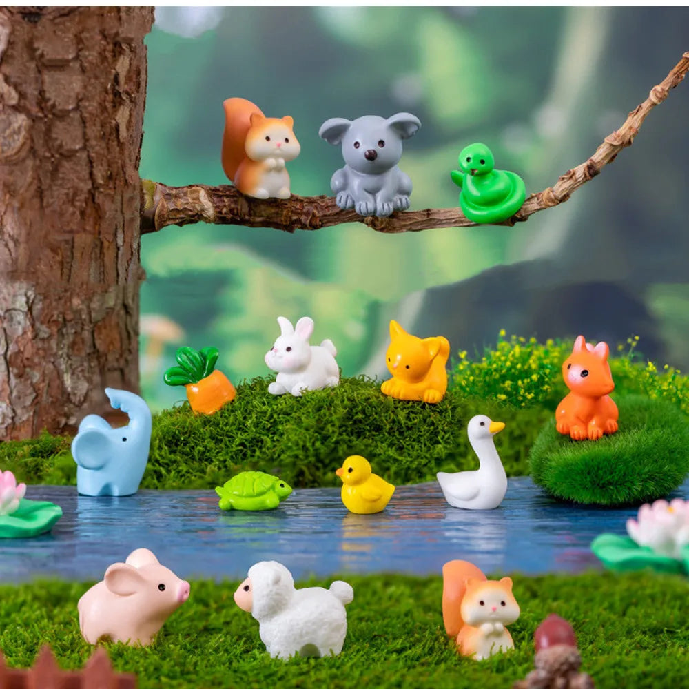 17 sortes d'animaux mignons, Figurines décoratives, Micro Zoo, accessoires miniatures, Mini canards, maison de poupée, décoration de jardin féerique