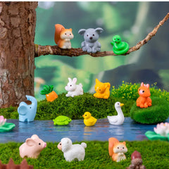 17 sortes d'animaux mignons, Figurines décoratives, Micro Zoo, accessoires miniatures, Mini canards, maison de poupée, décoration de jardin féerique