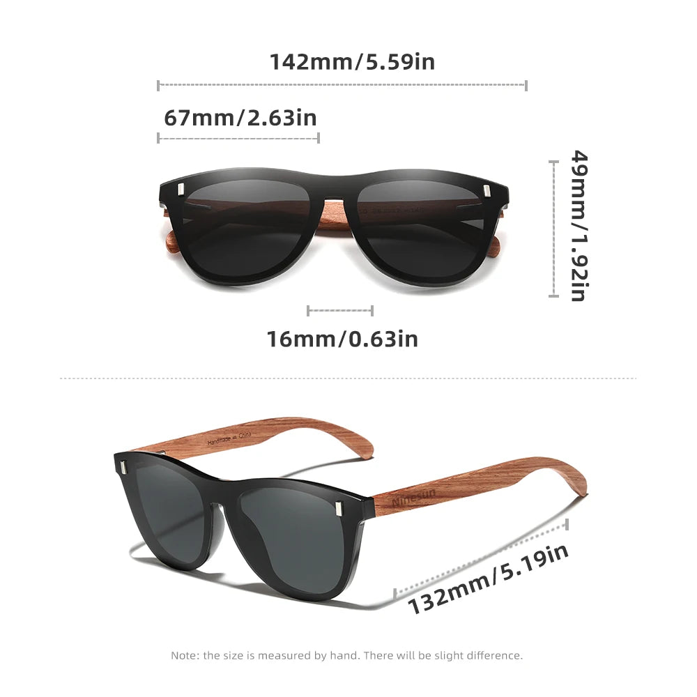NINESUN haute qualité noyer lunettes de soleil bois lunettes polarisées hommes femmes UV400 sans monture Original en plein air mode casual lunettes