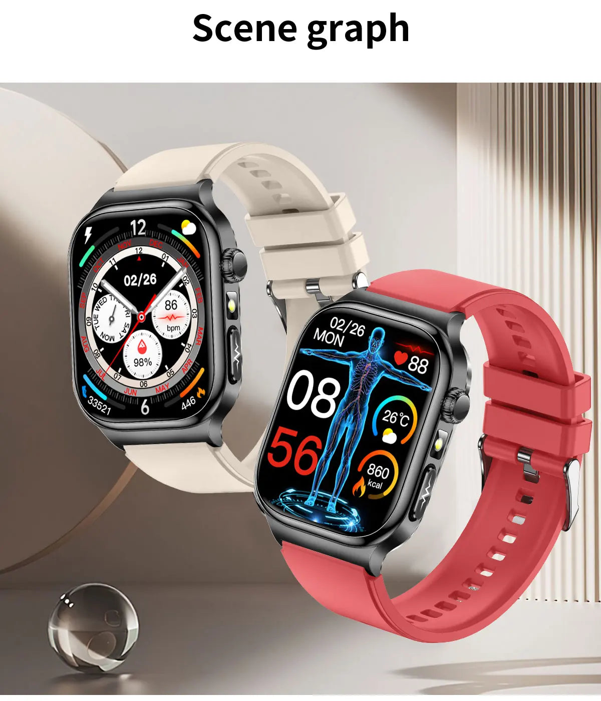 2025 nouvelle montre intelligente 2.04 pouces écran acide urique lipides sanguins composition corporelle cinq détecteurs 650mAh sport HD appel montre intelligente
