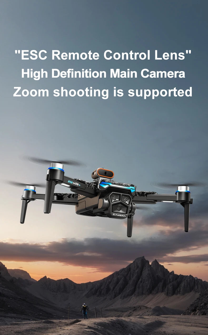 Nouveau Drone D13 4K professionnel trois caméras HD avec grand écran 5G WIFI FPV Dron flux optique sans brosse vol stationnaire pliable quadrirotor