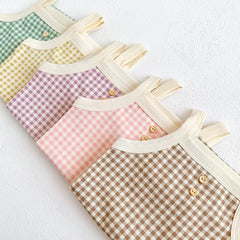 Été nouveau-né bébé filles sans manches fronde Plaid tenues coton doux combinaisons infantile enfants vêtements de sport body