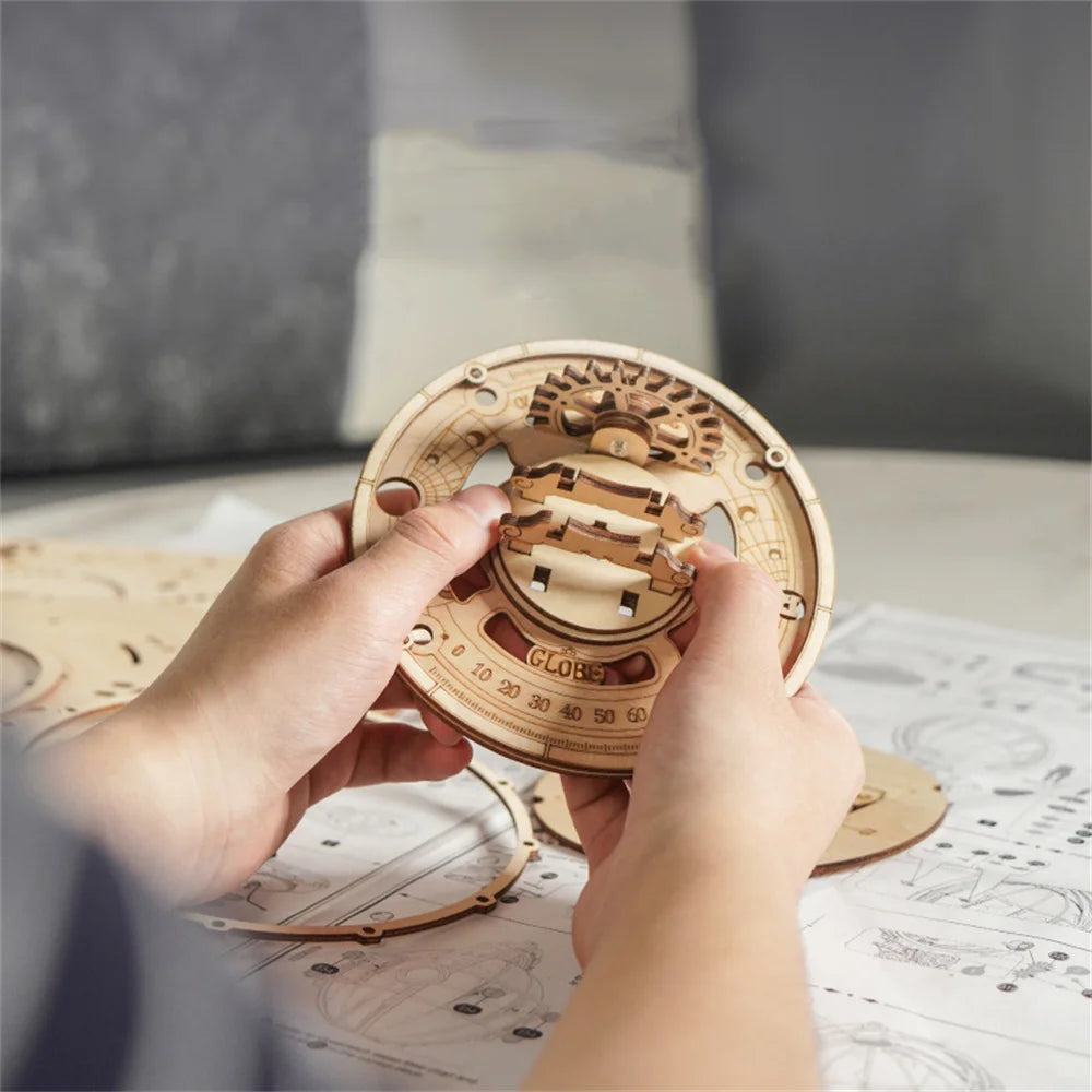 Lampe Globe en bois, jeux de Puzzle 3D, cadeau d'anniversaire pour enfants et adultes, blocs de construction de décoration de maison 3D