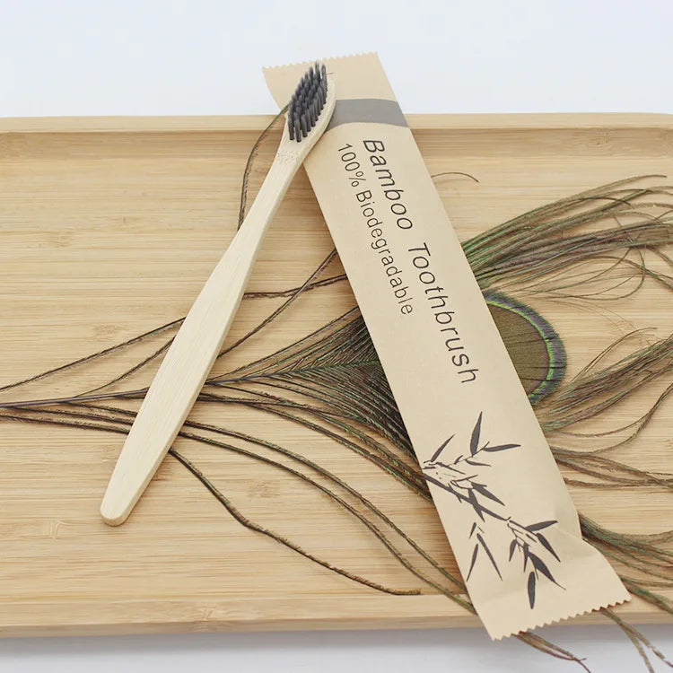 Brosses à dents en bambou 100 pièces brosse à dents réutilisable écologique adulte brosse à dents souple en bois écologique végétalien