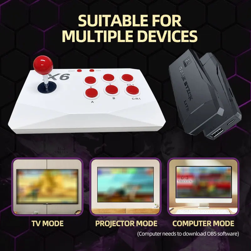 4K HD Arcade Video Game Console, Retro Gaming Stick for MAME FBA PS1 Arcade Emulator with Dual Joysticks