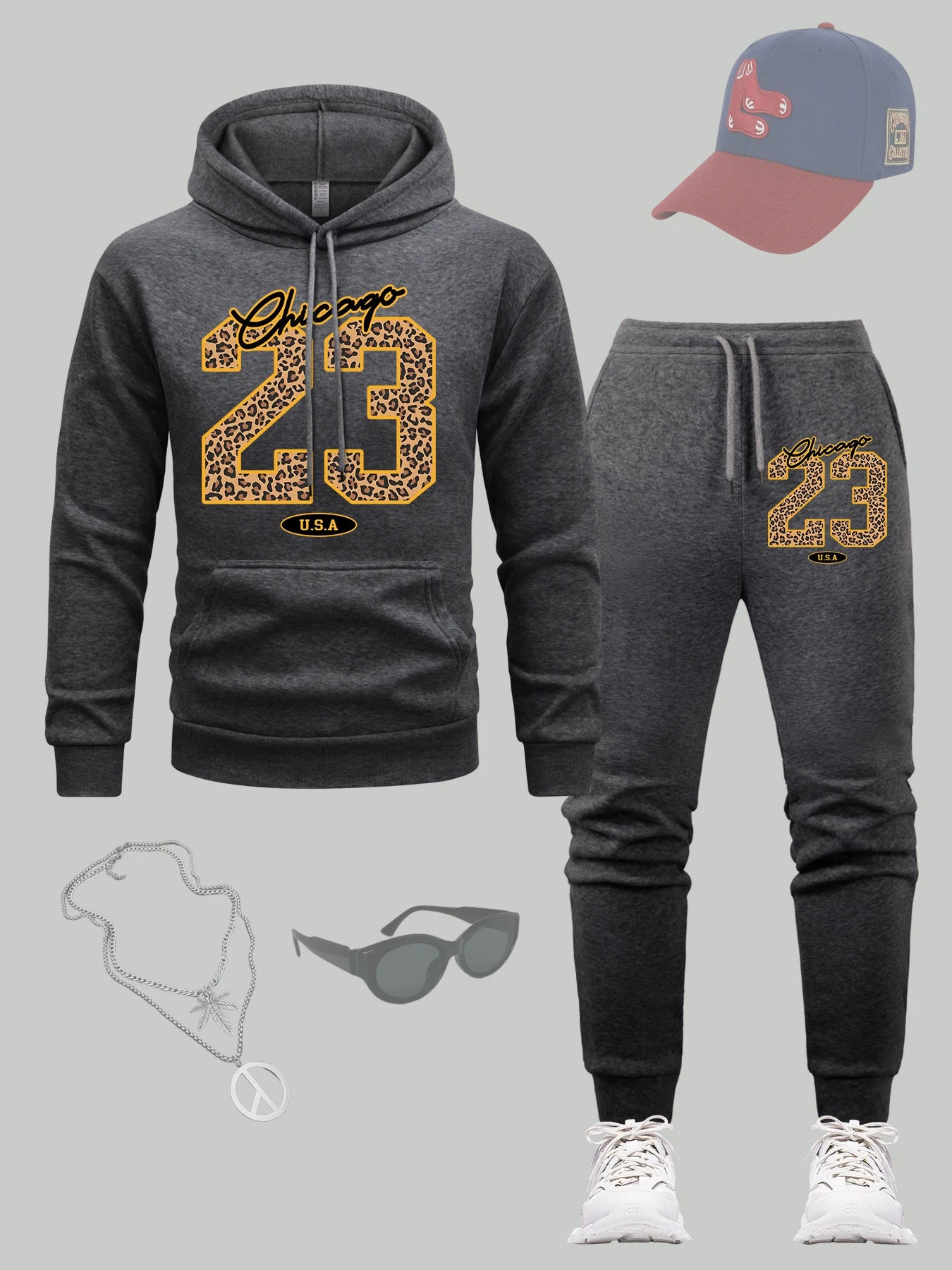 Chicago 23 Usa sweat à capuche imprimé ensemble hommes automne vêtements de sport décontractés ensembles polaire mode pull tout-Match Hip Hop mâle pantalons de survêtement