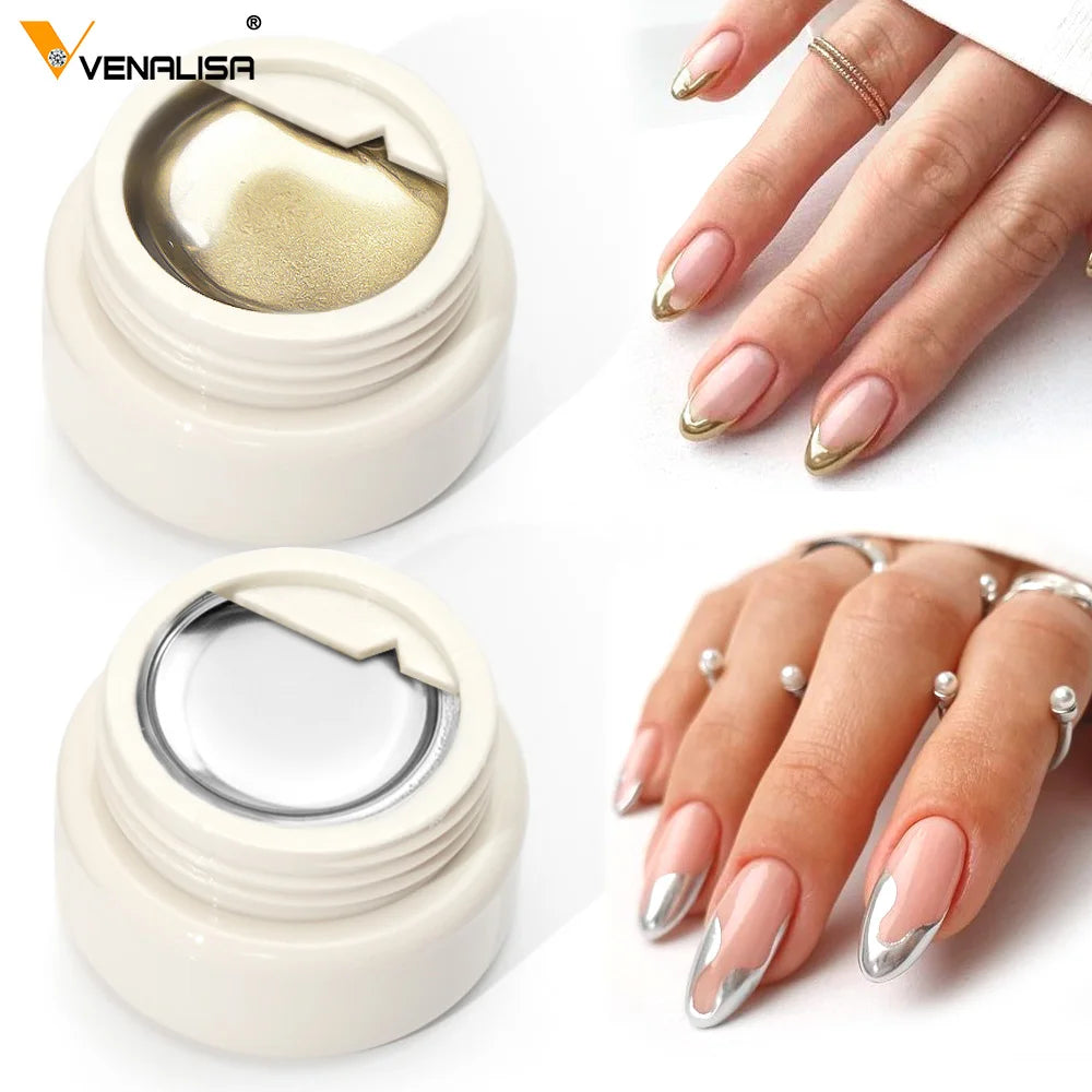 Venalisa 5ml nouveau Gel métallique UV argent or effet miroir renforcer garder les ongles C Arc UV Gel de Construction 5D Gel de modélisation